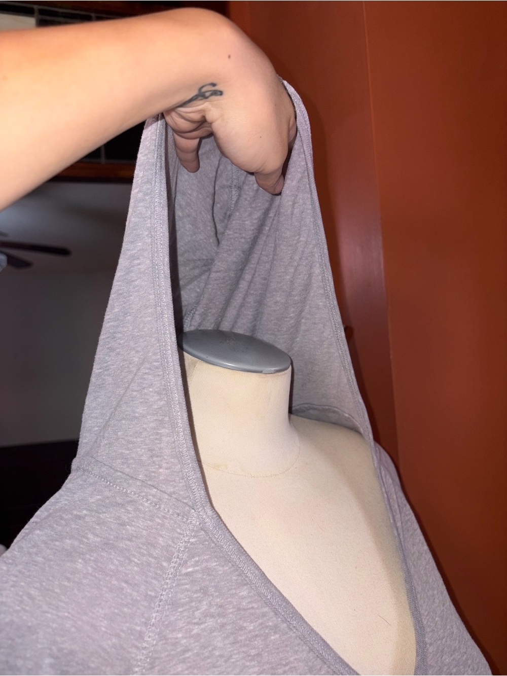 Mossimo Supply Co. vintage,Y2K Light Gray V-Neck Hooded Pullover - Picture 4 of 6